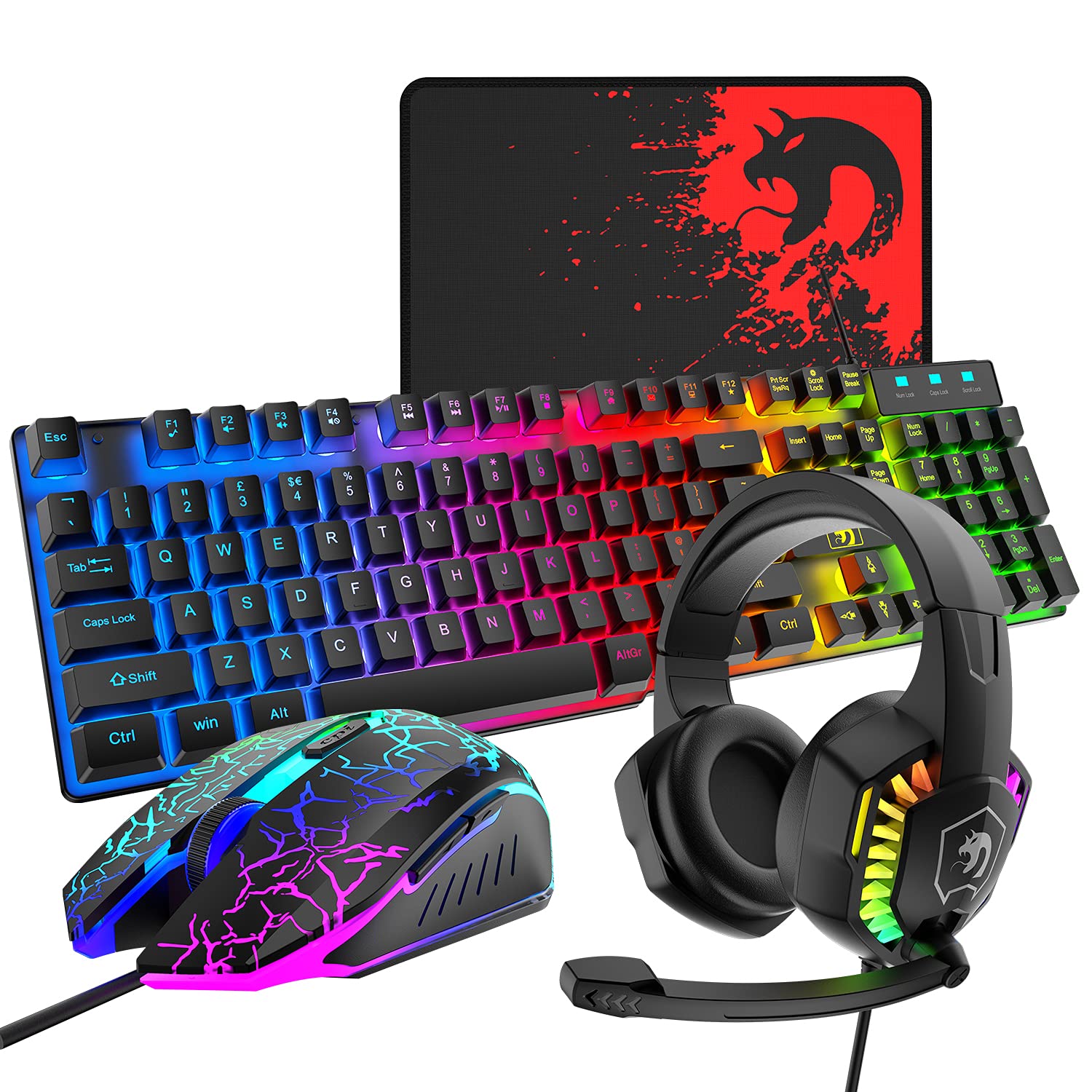 Gaming Keyboard Mouse Headset Combo